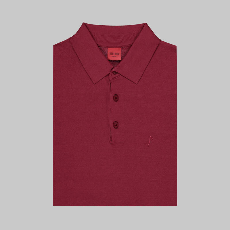 Polo Yaka Uzun Kol Bordo Triko - 3