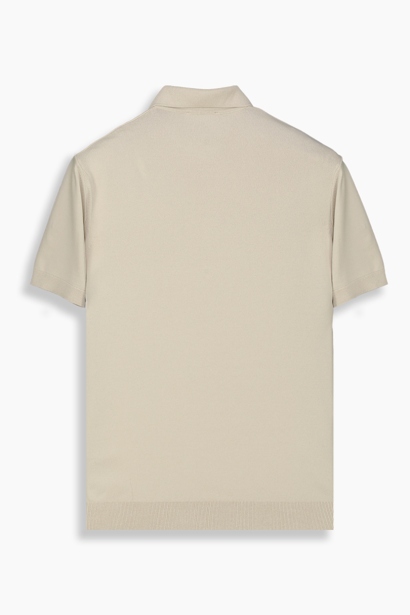 Relax Fit Polo Yaka Bej Triko Tişört - 2
