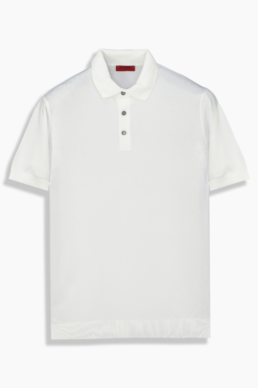 Relax Fit Polo Yaka Ekru Triko Tişört - INTERVIEW