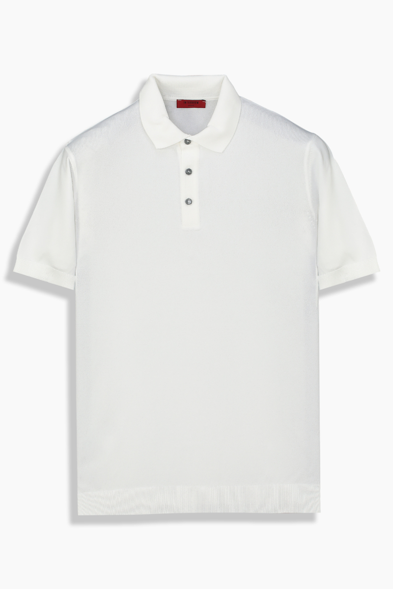 Relax Fit Polo Yaka Ekru Triko Tişört - 1