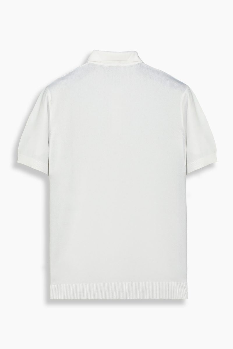 Relax Fit Polo Yaka Ekru Triko Tişört - 2