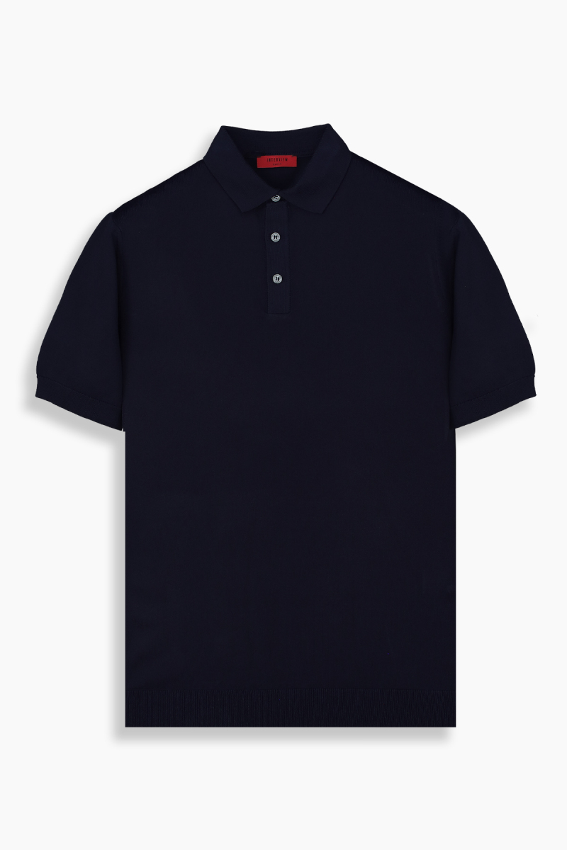 Relax Fit Polo Yaka Lacivert Triko Tişört - 1