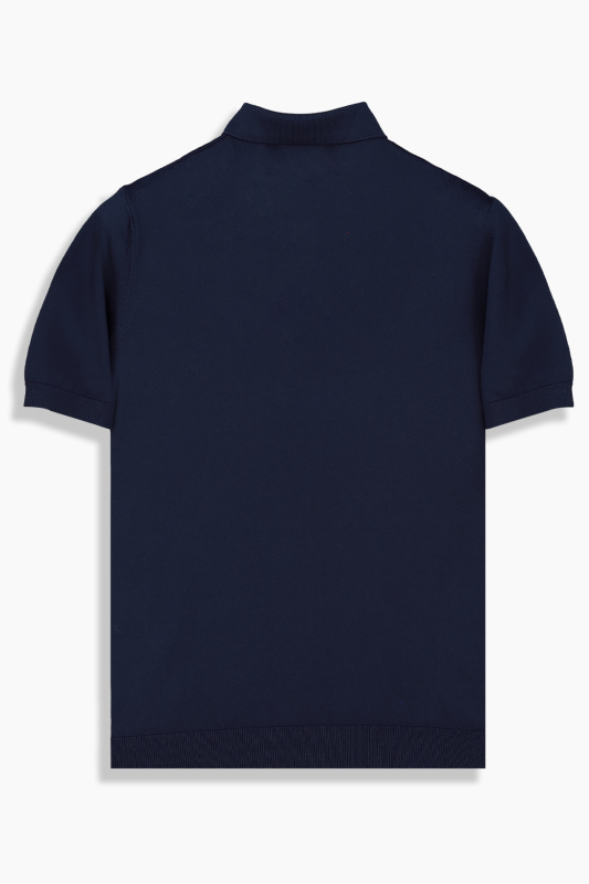 Relax Fit Polo Yaka Lacivert Triko Tişört - INTERVIEW