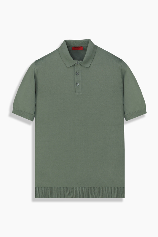 Relax Fit Polo Yaka Mint Yeşili Triko Tişört - INTERVIEW