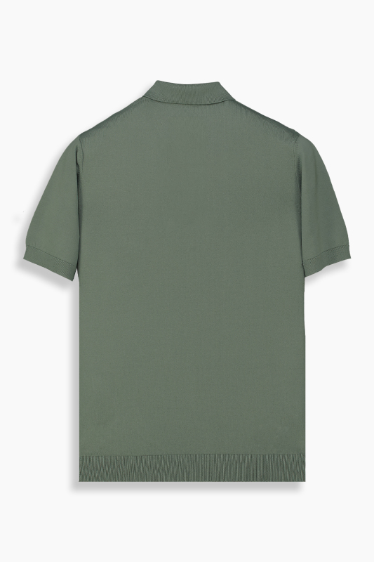 Relax Fit Polo Yaka Mint Yeşili Triko Tişört - INTERVIEW