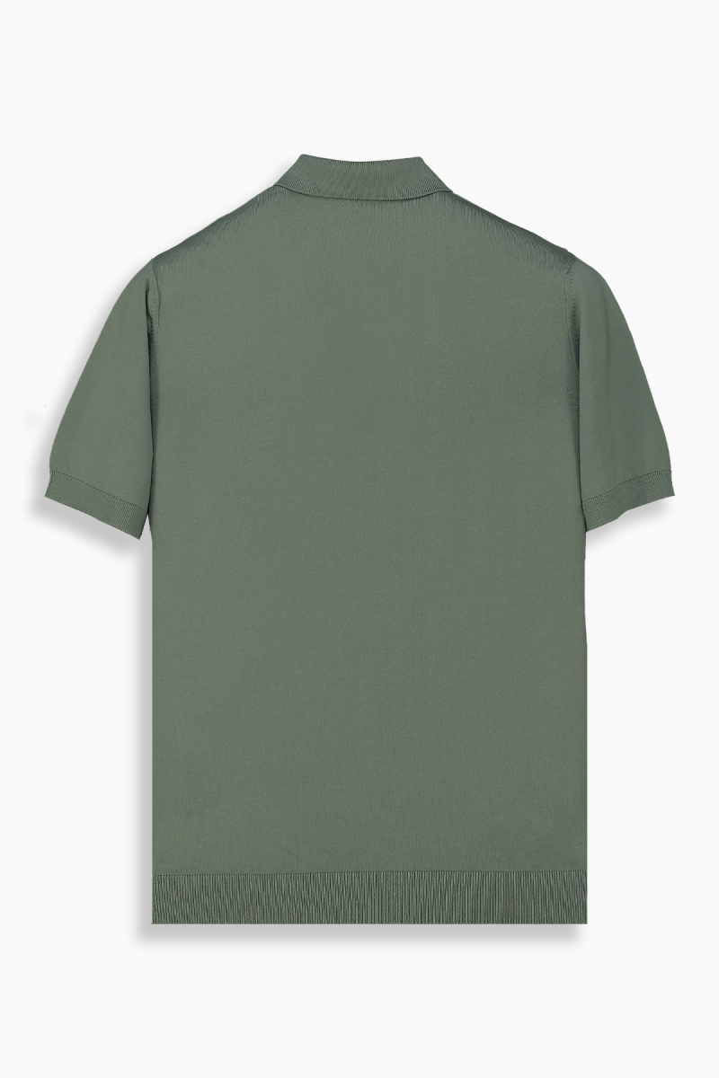 Relax Fit Polo Yaka Mint Yeşili Triko Tişört - 2