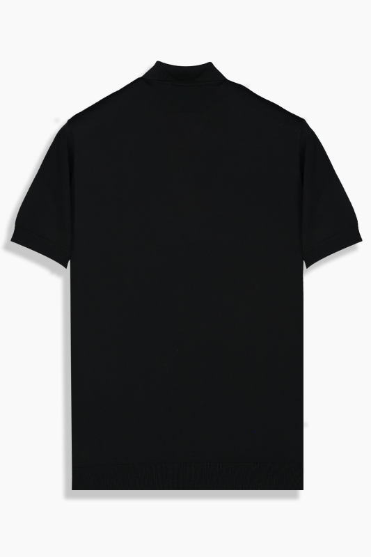 Relax Fit Polo Yaka Siyah Triko Tişört - INTERVIEW