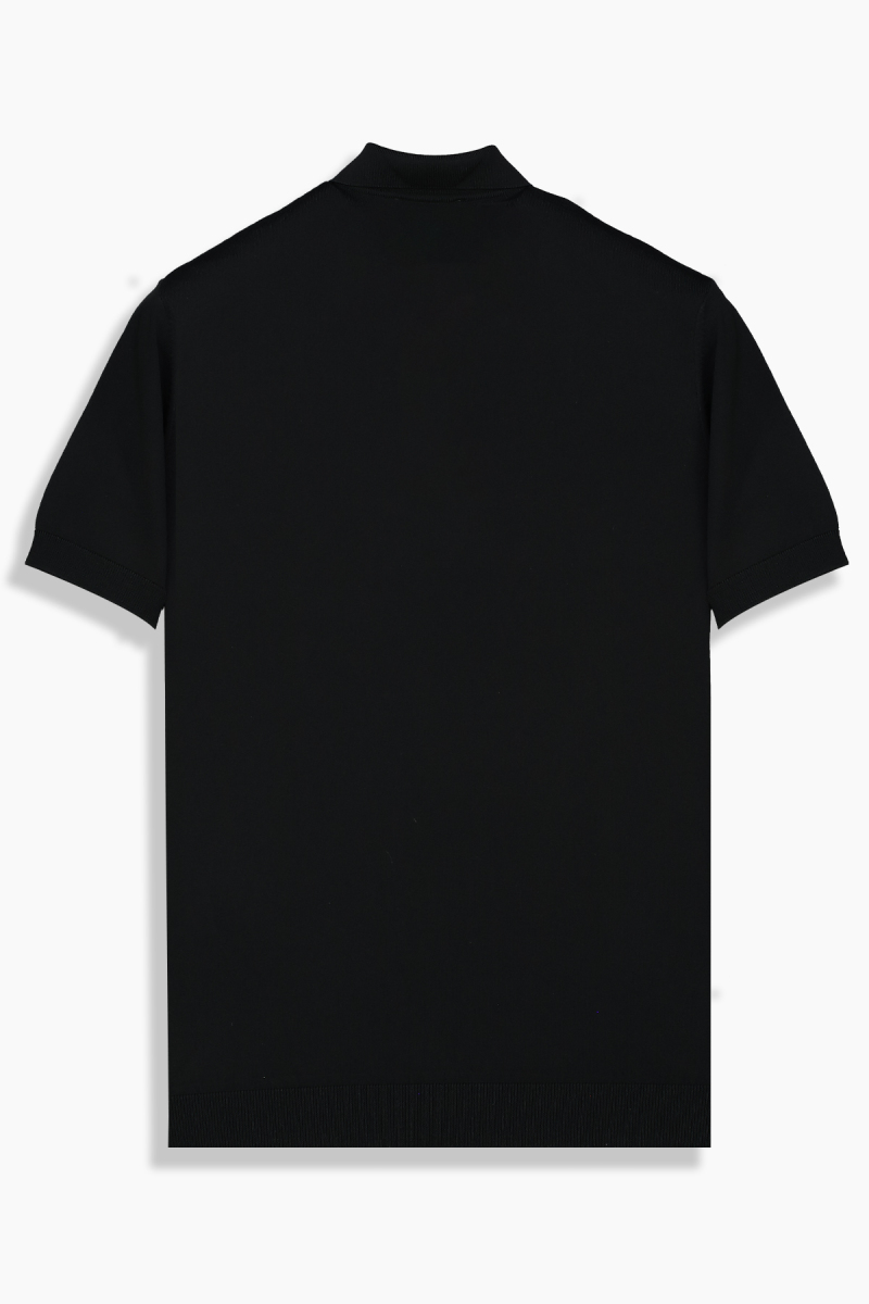 Relax Fit Polo Yaka Siyah Triko Tişört - 2