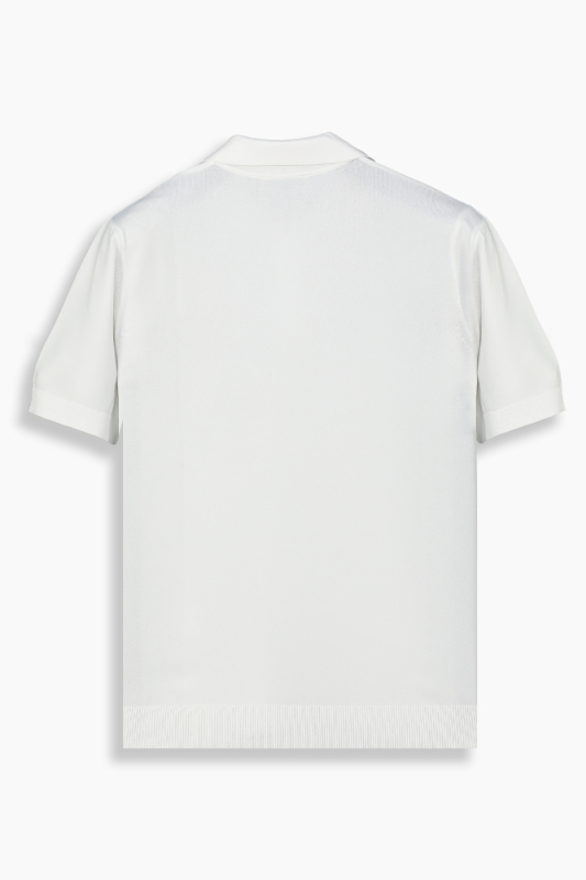 Fermuarlı Polo Yaka Ekru Triko Tişört - INTERVIEW