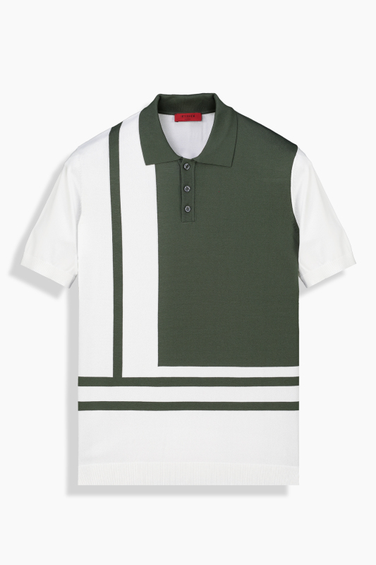 Polo Yaka Kısa Kol Yeşil Triko Tişört 