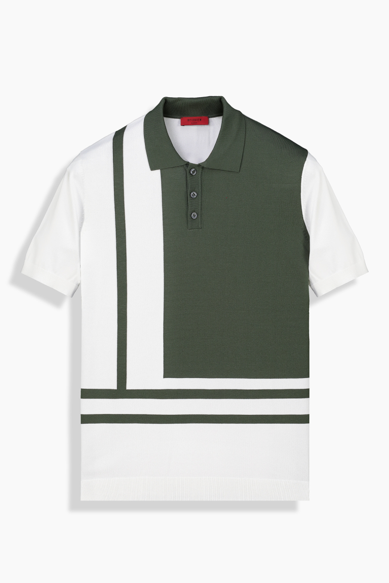 Polo Yaka Kısa Kol Yeşil Triko Tişört - 1