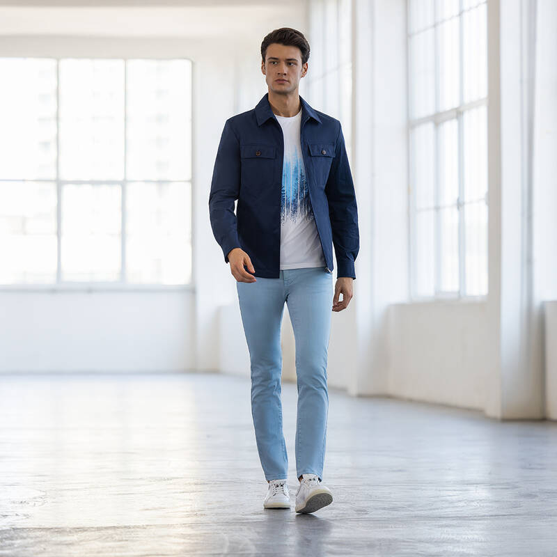 Roys Antik Koton Buz Mavisi Pantolon - 1