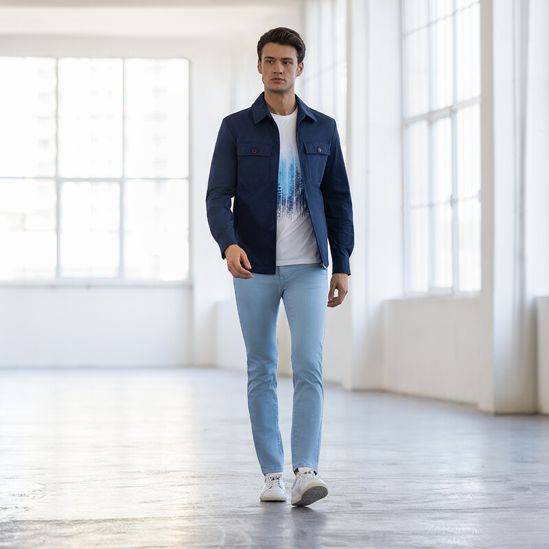 Roys Antik Koton Buz Mavisi Pantolon 