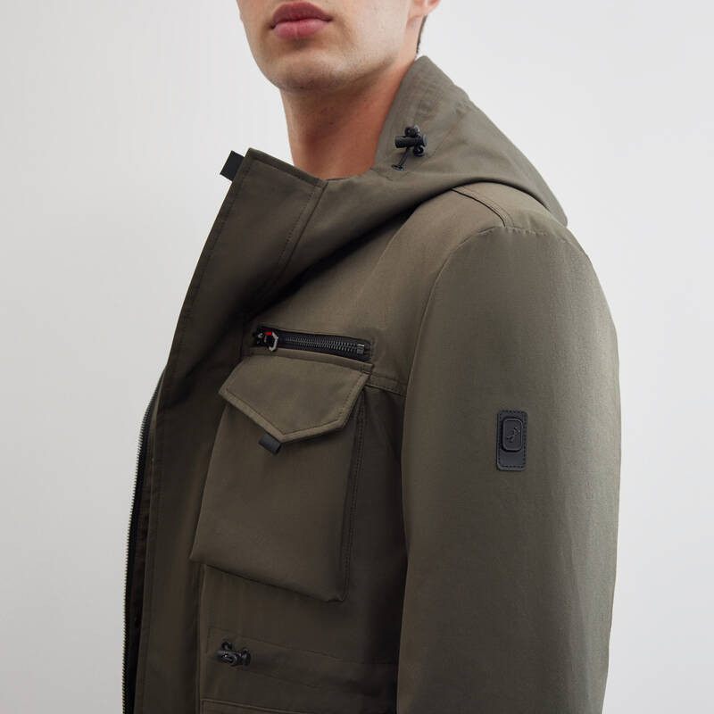 Safari Kapüşonlu Haki Kaban - 3