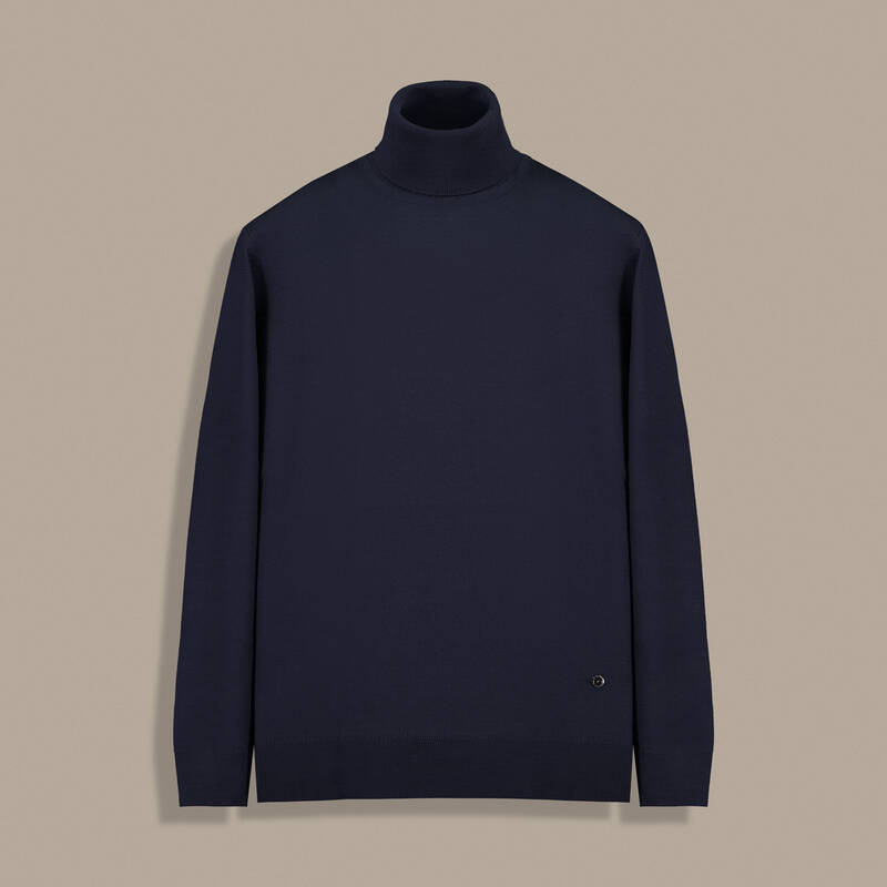 Tam Balıkçı Yaka Lacivert Triko - 1