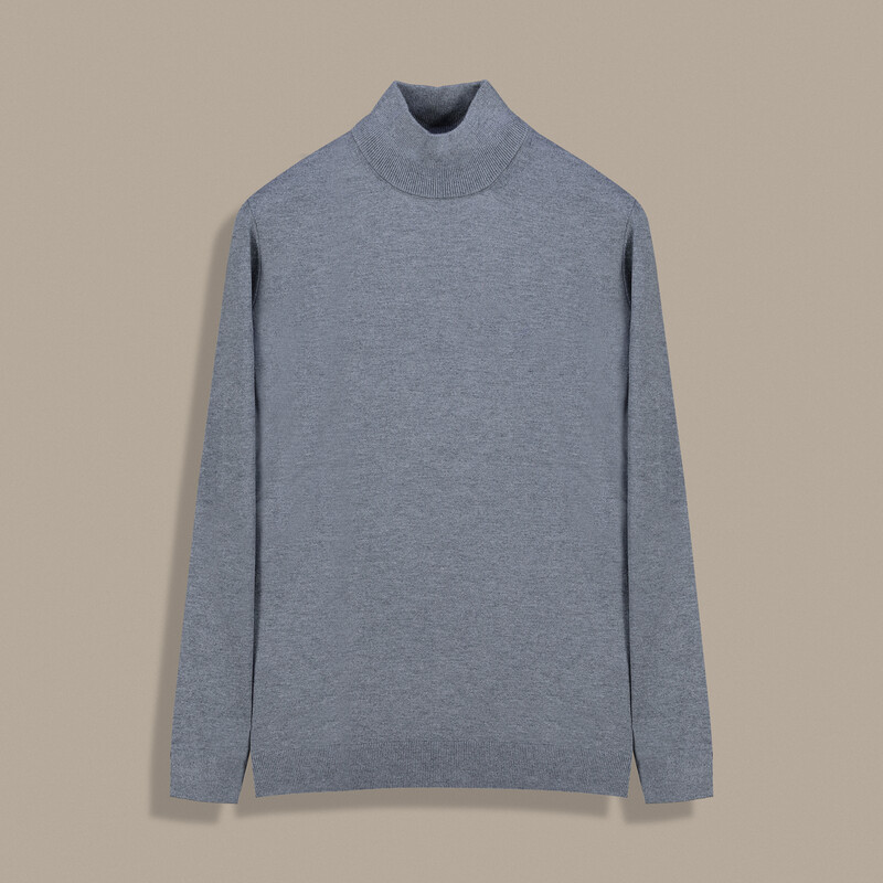 Yarım Balıkçı Yaka Gri Triko 