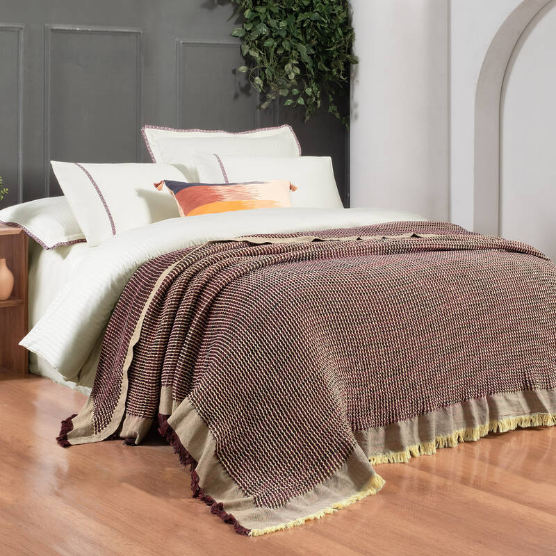 Iona Yatak Örtüsü Ve Nevresim Takımı Bordo - 2