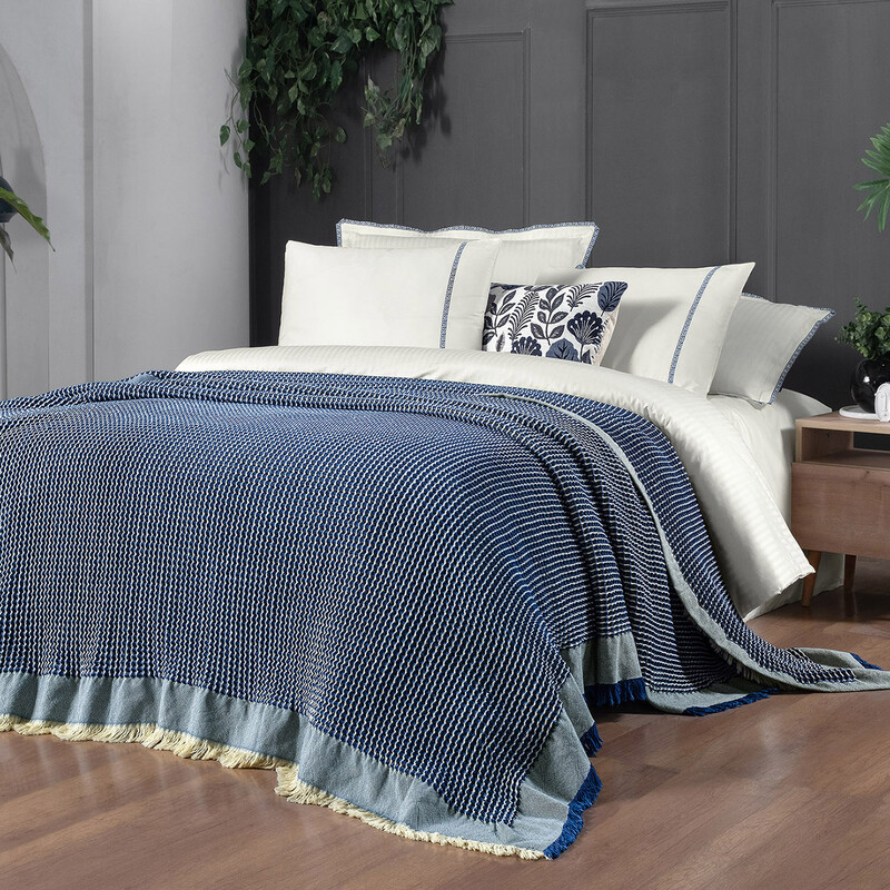 Iona Yatak Örtüsü Ve Nevresim Takımı Mavi 