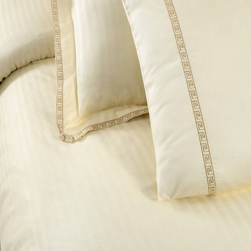 Jacquard Stripe Çift Kişilik Nevresim Takımı Sarı - 3