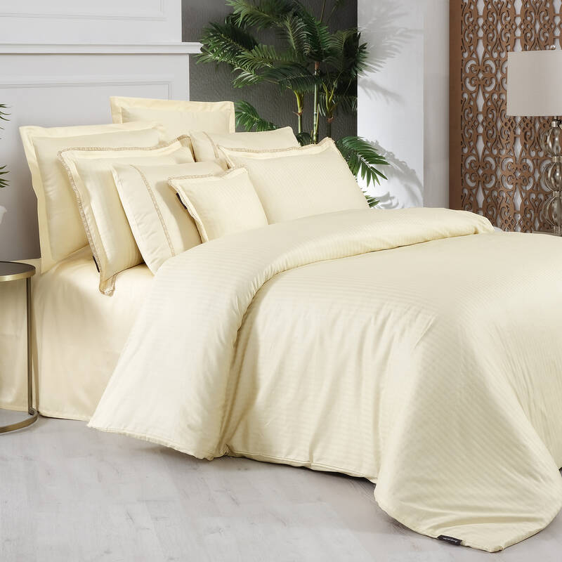 Jacquard Stripe Çift Kişilik Nevresim Takımı Sarı - 2