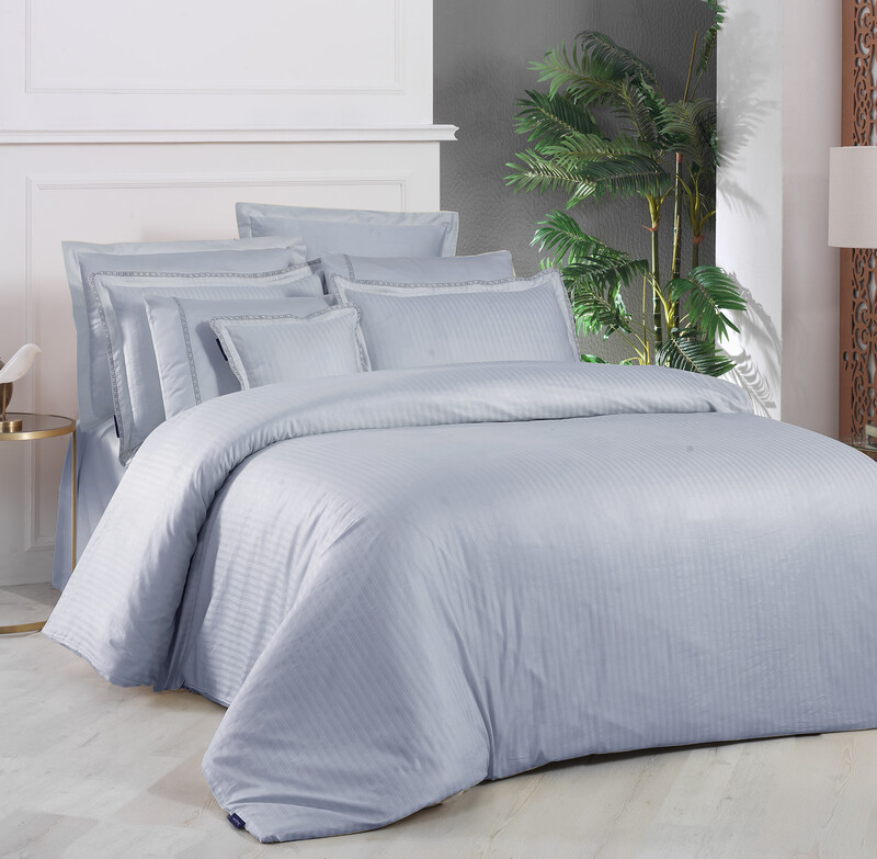 Jacquard Stripe King Size Nevresim Takımı Mavi 