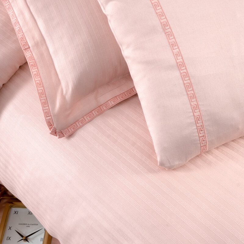 Jacquard Stripe King Size Nevresim Takımı Pembe - SAREV