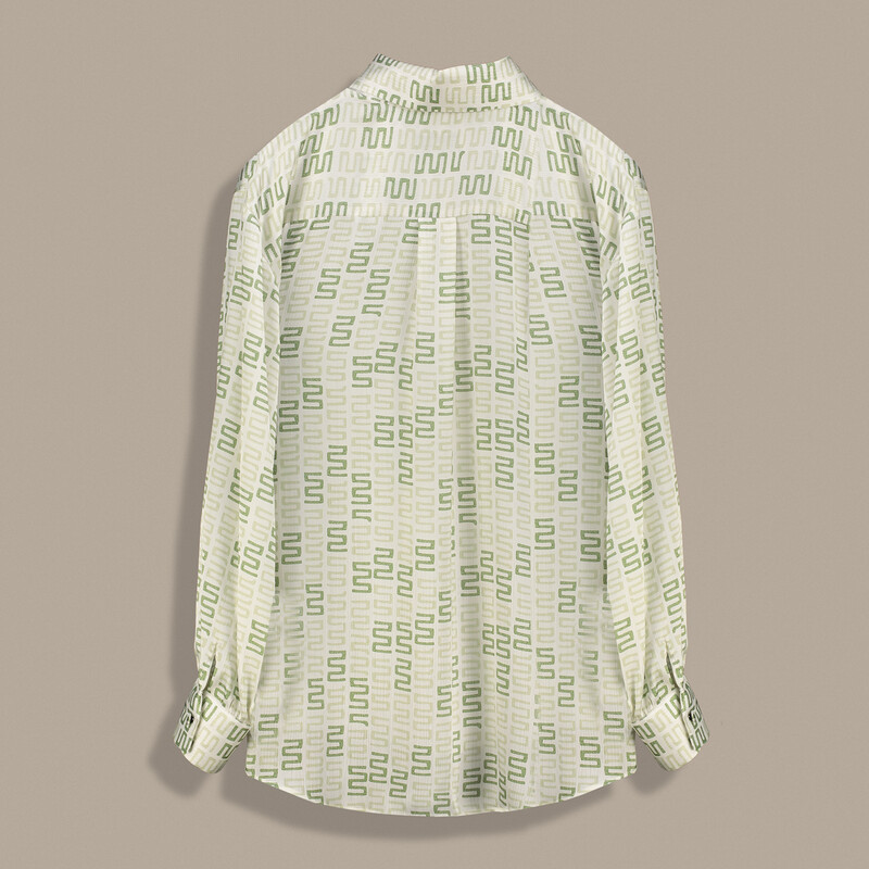 Jadesa Uzun Kol Desenli Yeşil Gömlek - SARAR WOMAN