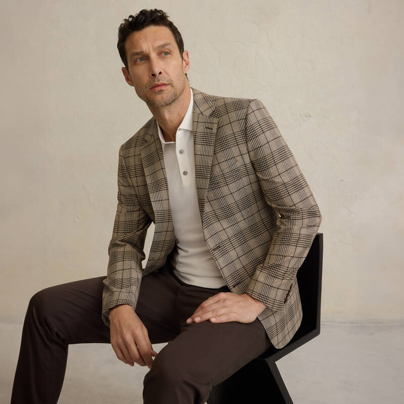 Jam Regular Fit Kareli Açık Kahverengi Yünlü Ceket - 1