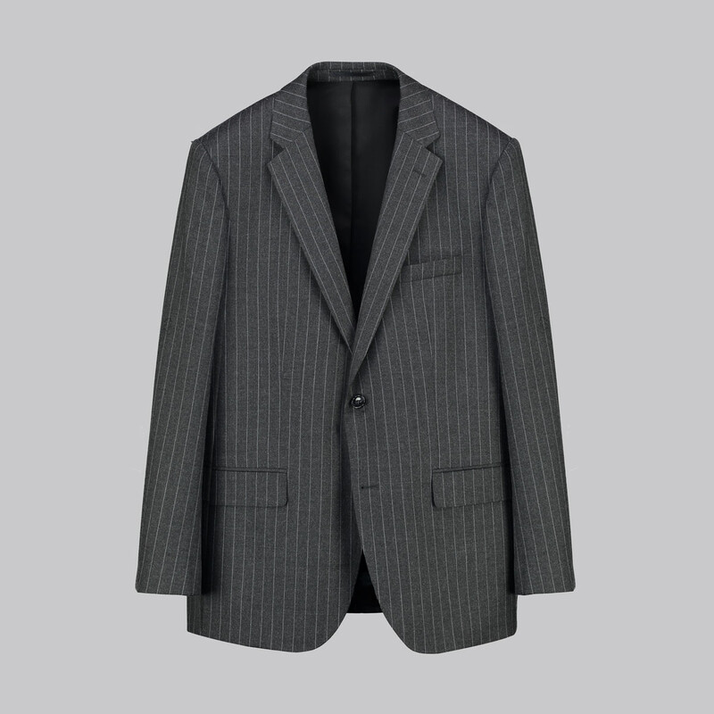 Jam Saxon Regular Fit Çizgili Koyu Gri Takım Elbise 