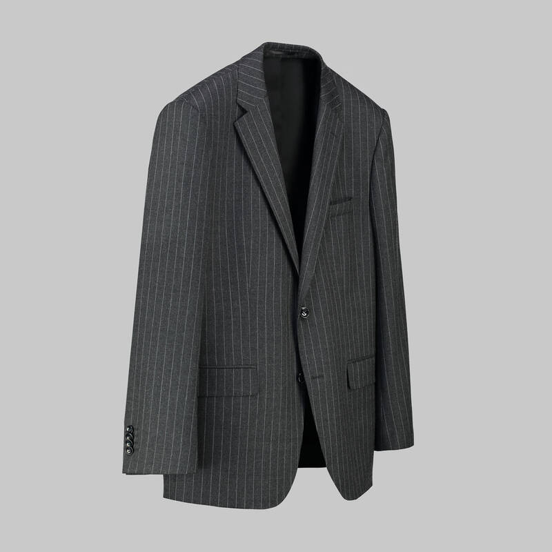 Jam Saxon Regular Fit Çizgili Koyu Gri Takım Elbise - 2