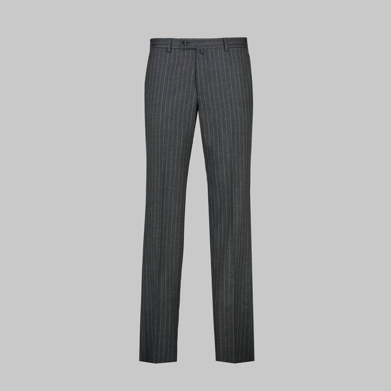 Jam Saxon Regular Fit Çizgili Koyu Gri Takım Elbise - 5