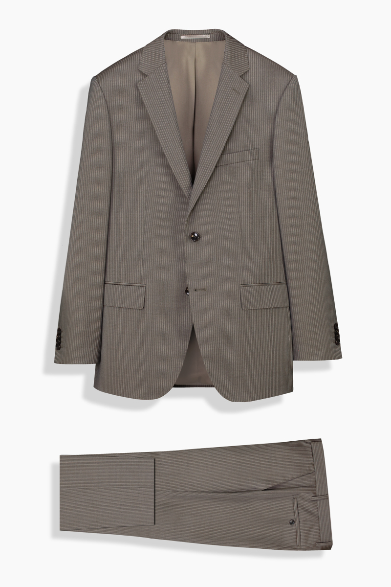 Jam Saxon Regular Fit Çizgili Kahverengi Takım Elbise - 1