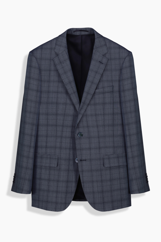 Jam Saxon Regular Fit Kareli Açık Lacivert Takım Elbise 