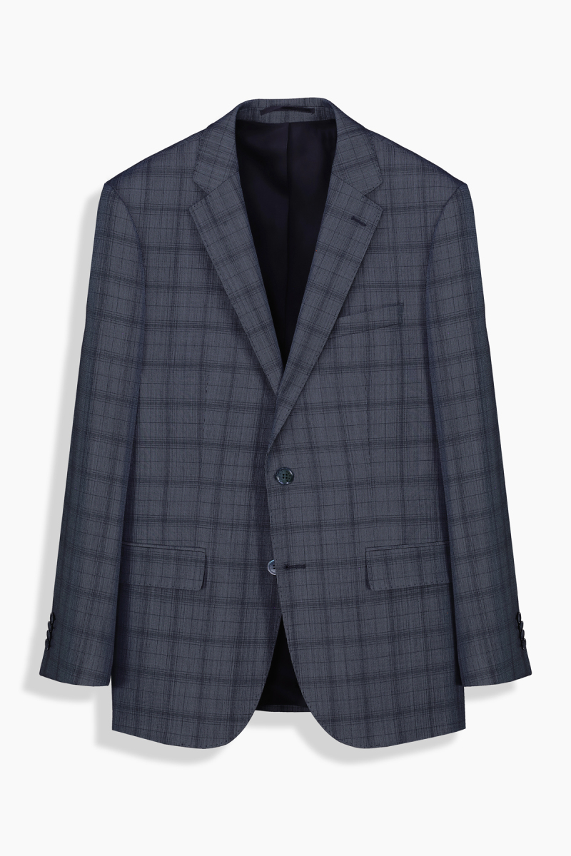 Jam Saxon Regular Fit Kareli Açık Lacivert Takım Elbise - 2