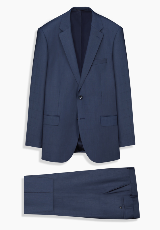 Jam Saxon Regular Fit Kareli Açık Lacivert Takım Elbise - SARAR