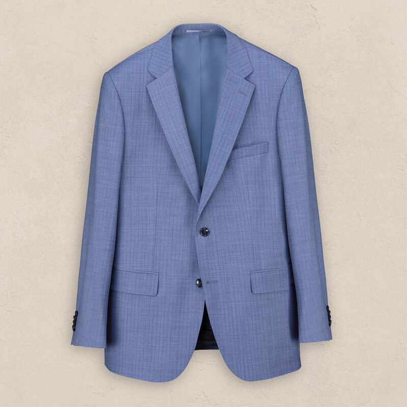 Jam Saxon Regular Fit Çizgili Koyu Mavi Takım Elbise 