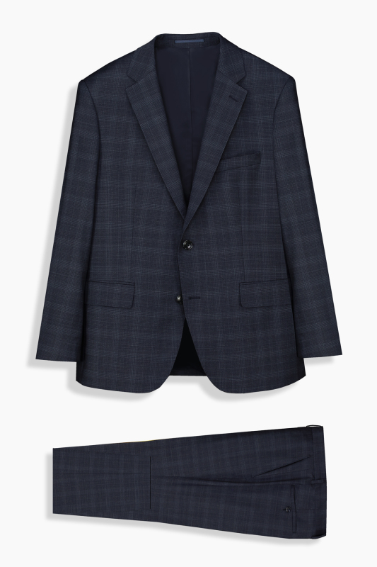 Jam Saxon Regular Fit Lacivert Kareli Takım Elbise - SARAR