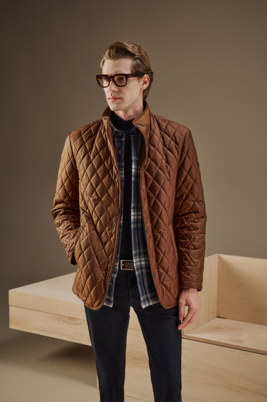 Jarna Baklava Desenli Kiremit Mont 