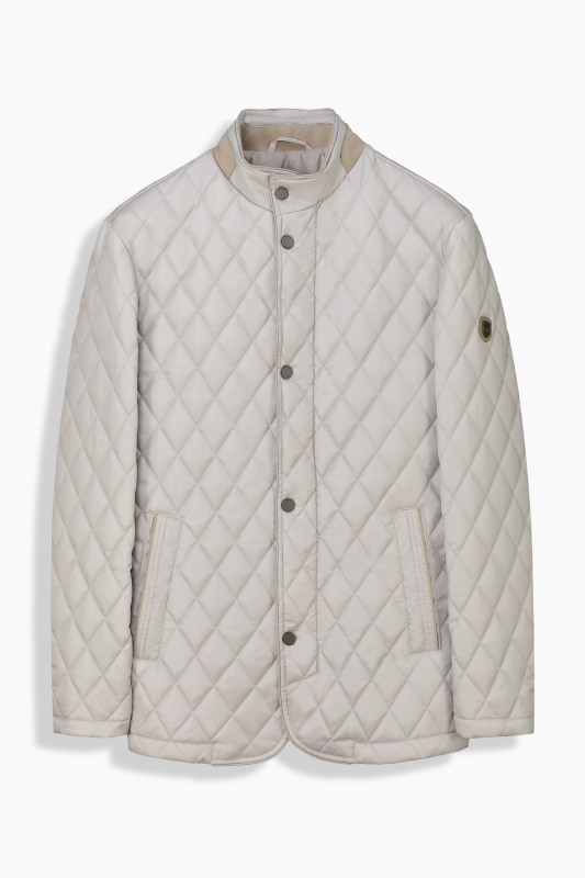 Jarna Baklava Desenli Ekru Mont 