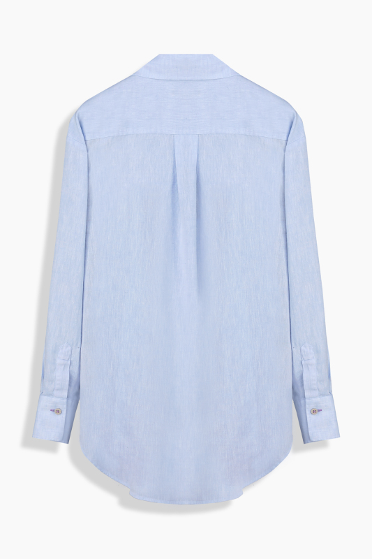 July Açık Mavi Uzun Kol Cepli Gömlek - SARAR WOMAN