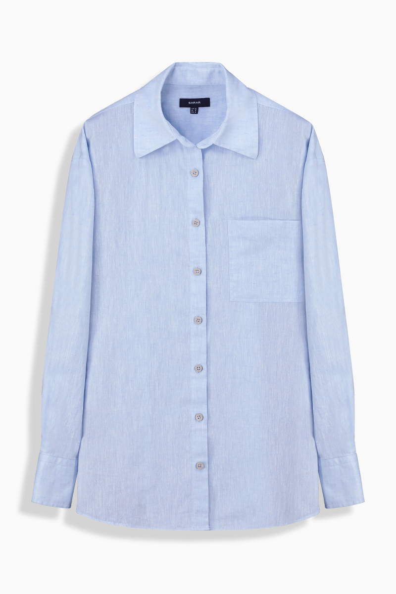 July Açık Mavi Uzun Kol Cepli Gömlek - 1