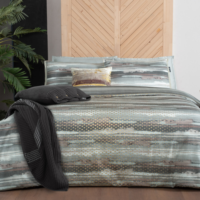 Juno Pamuk Saten Nevresim Takımı Çift Kişilik Gri 