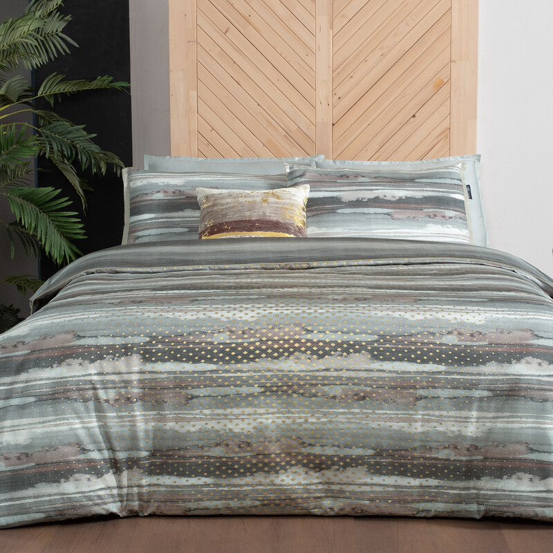 Juno Pamuk Saten Nevresim Takımı Çift Kişilik Gri - SAREV