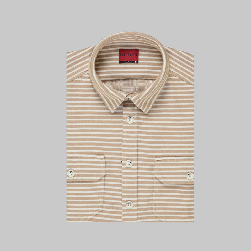 K-6 Çizgili Açık Kahverengi Gömlek - INTERVIEW