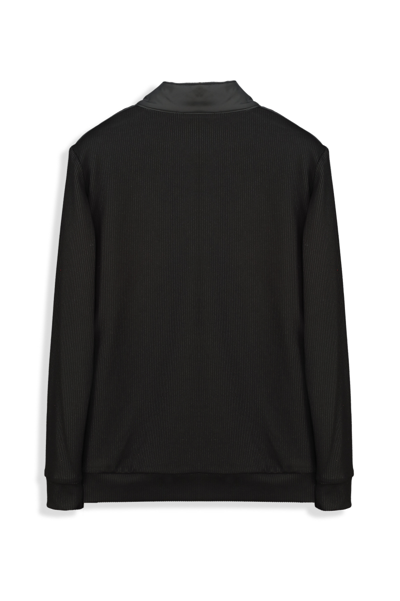 Kapitone Detaylı Siyah Sweatshirt - 2