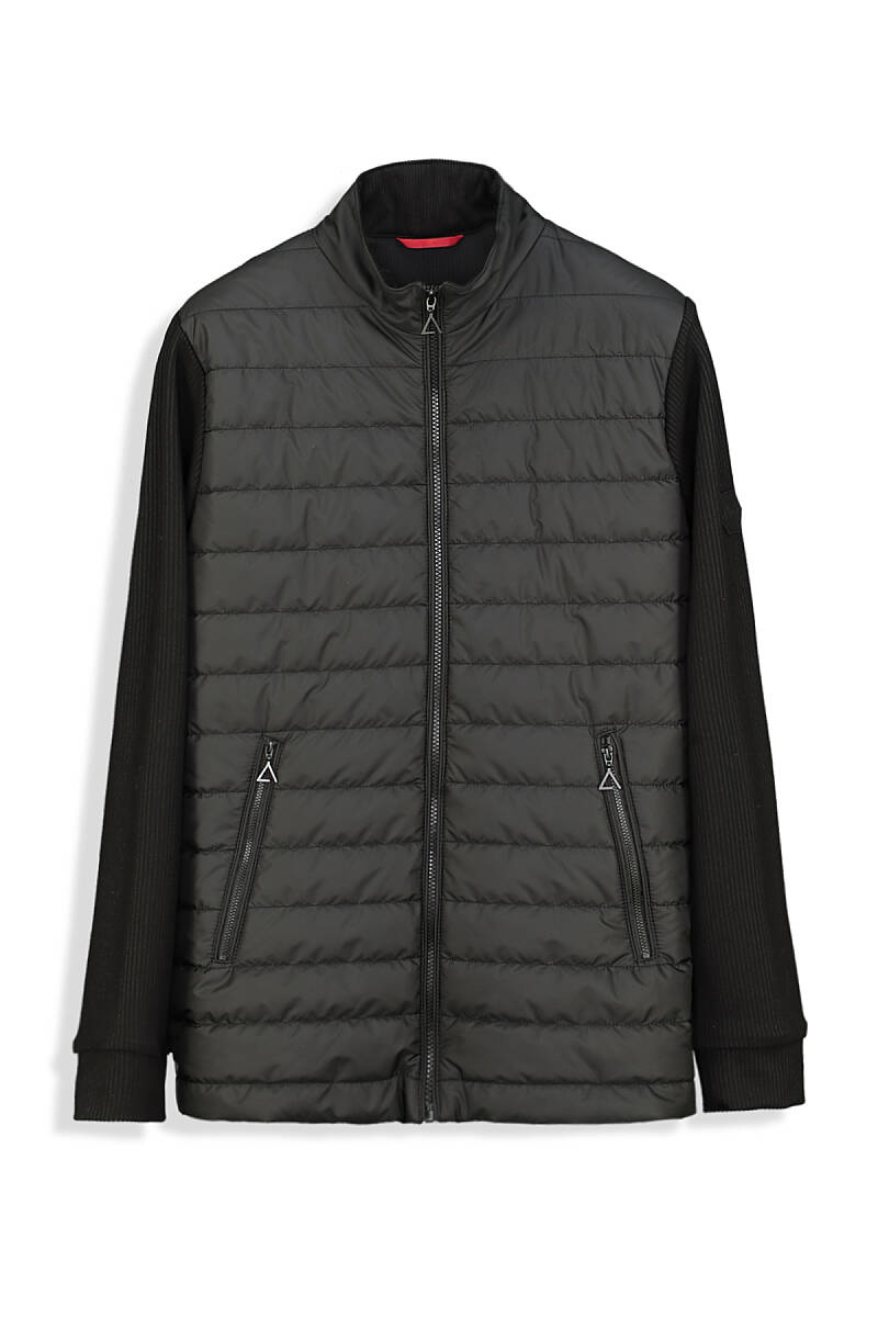Kapitone Detaylı Siyah Sweatshirt - 1