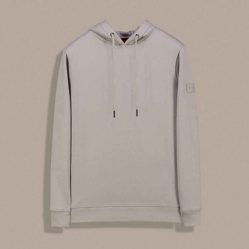 Kapüşonlu Bej Spor Sweatshirt 