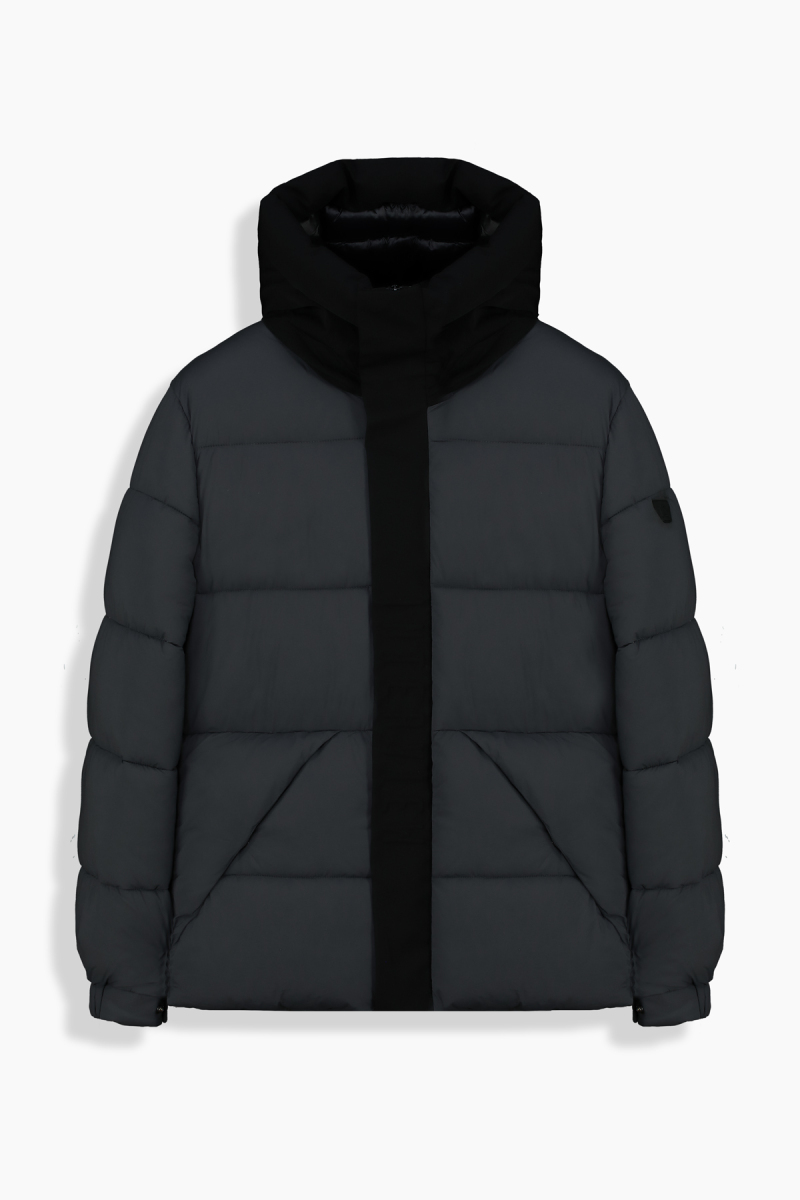 Kapüşonlu Gri Mont - 1