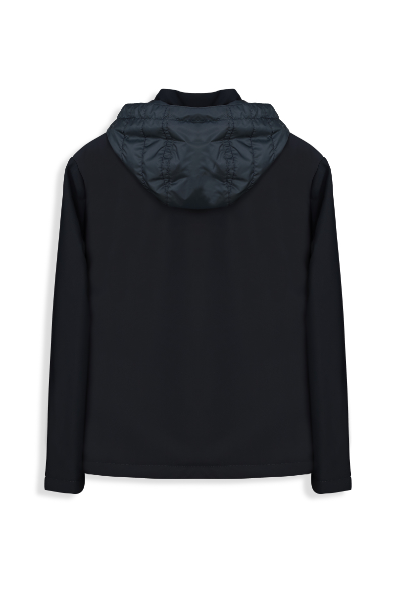 Kapüşonlu Kapitone Koyu Lacivert Sweatshirt - 2
