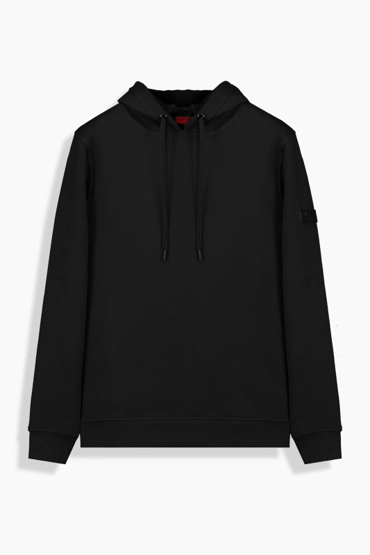 Kapüşonlu Siyah Sweatshirt - INTERVIEW